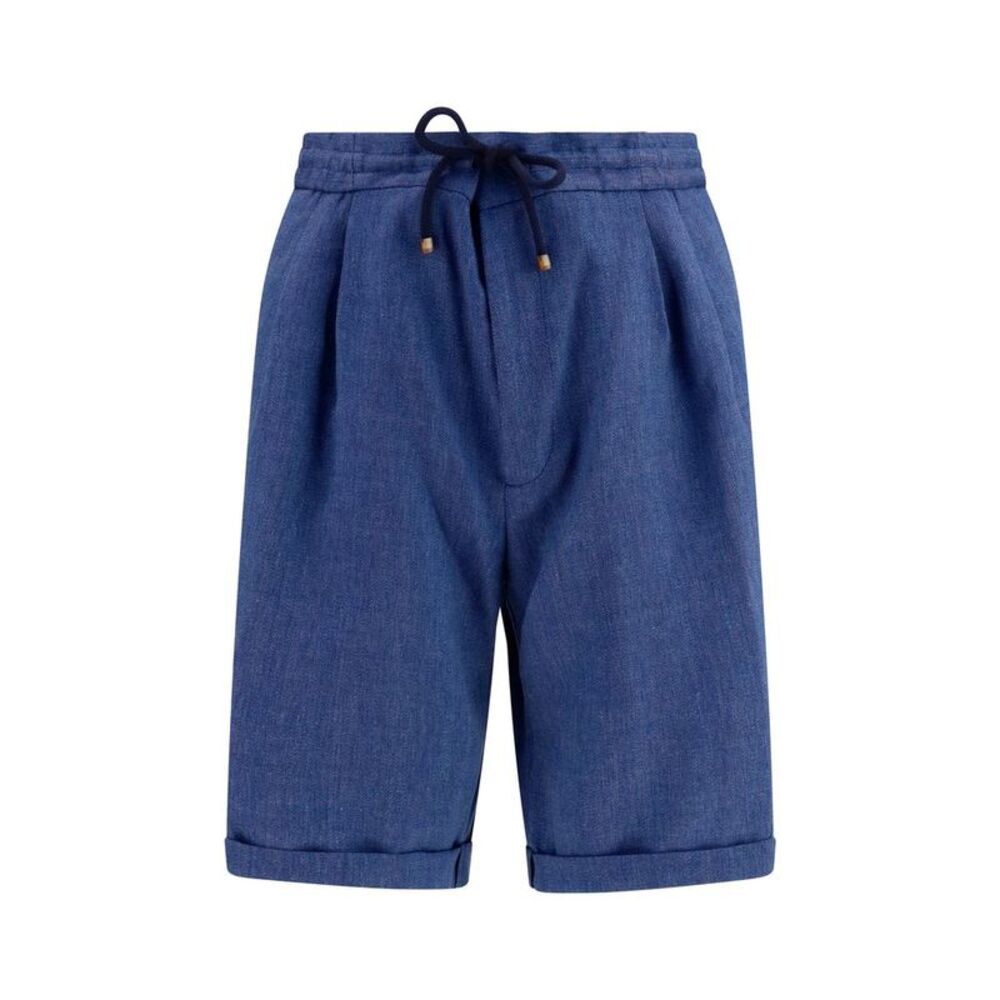 Brunello Cucinelli Blue Linen Bermuda Men's Shorts